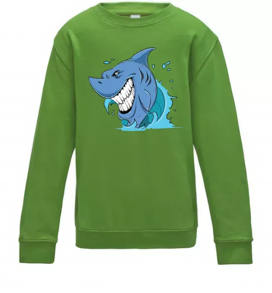 Детский Свитшот Посмішка акули Лаймовый фото