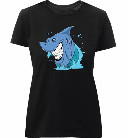 Жіноча преміум футболка Посмішка акули Чорний фото
