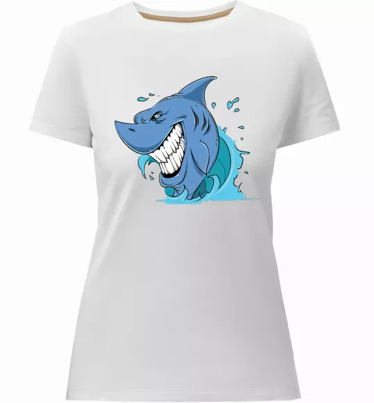 Жіноча преміум футболка Посмішка акули Білий фото