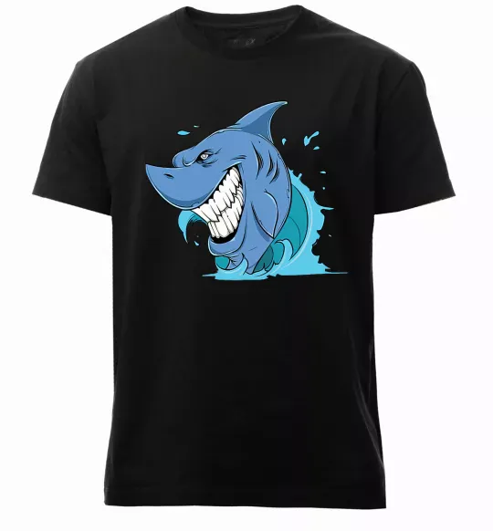 Мужская премиум футболка Посмішка акули Черный фото