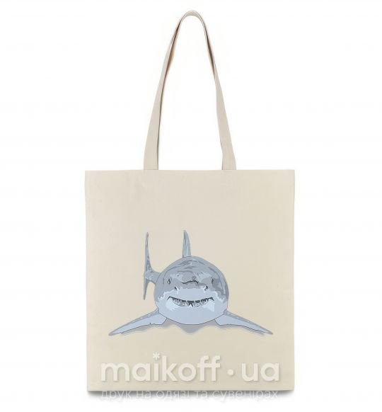 Еко-сумка Голубо-cерая акула Бежевий фото