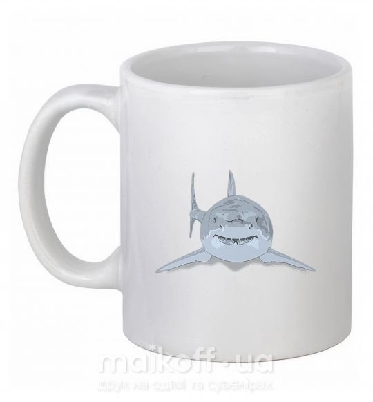 Чашка керамічна Голубо-cерая акула Білий фото
