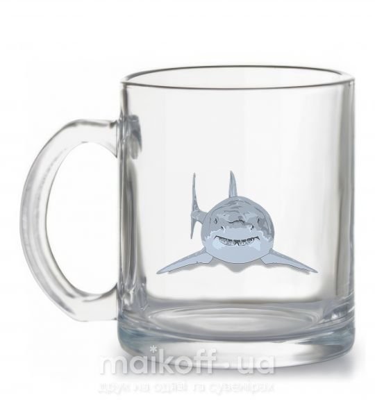 Чашка стеклянная Голубо-cерая акула Прозрачный фото