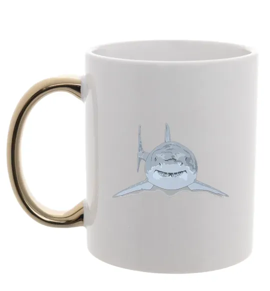 Чашка с цветной ручкой Блакитно-cіра акула Золото фото