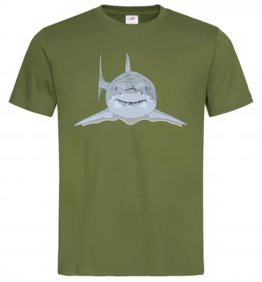 Чоловіча футболка Блакитно-cіра акула Оливковий фото