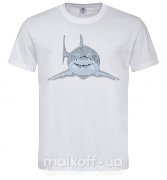 Мужская футболка Голубо-cерая акула Белый фото