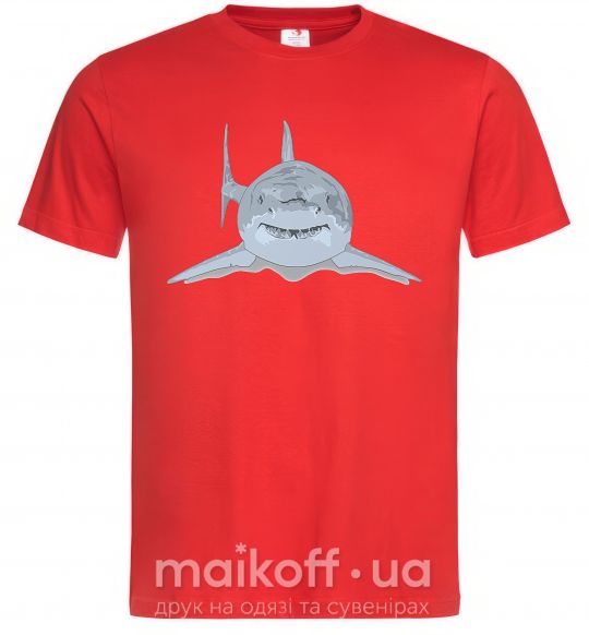 Мужская футболка Голубо-cерая акула Красный фото