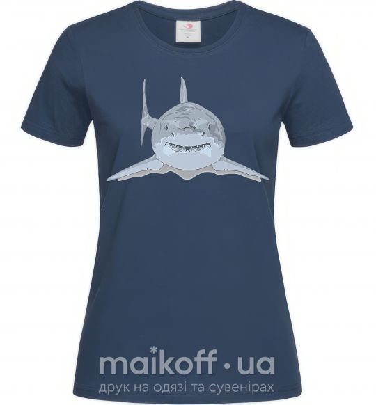 Женская футболка Голубо-cерая акула Темно-синий фото