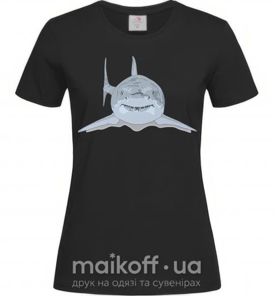 Женская футболка Голубо-cерая акула Черный фото