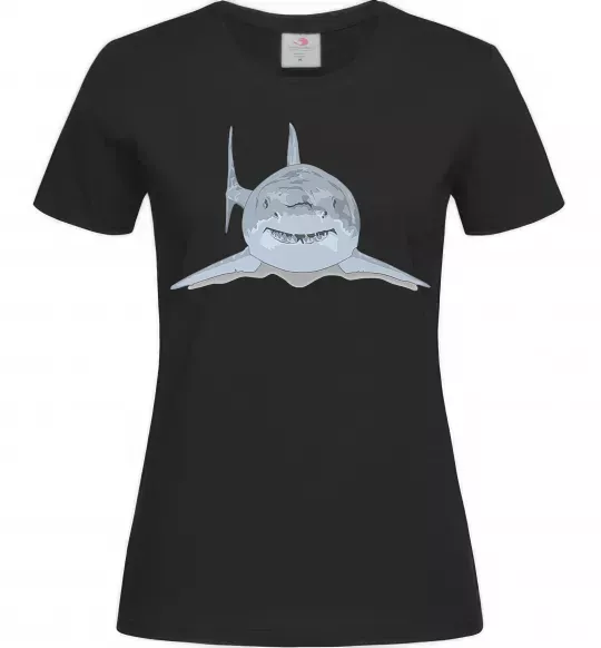 Жіноча футболка Блакитно-cіра акула Чорний фото