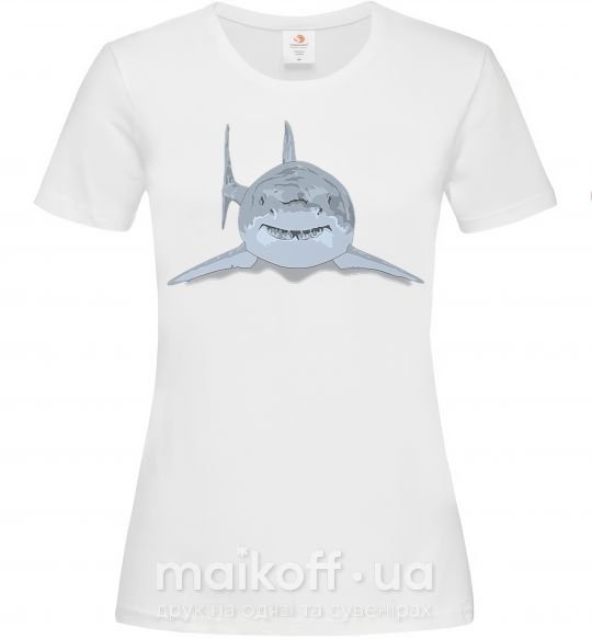 Женская футболка Голубо-cерая акула Белый фото