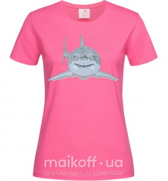 Женская футболка Голубо-cерая акула Ярко-розовый фото