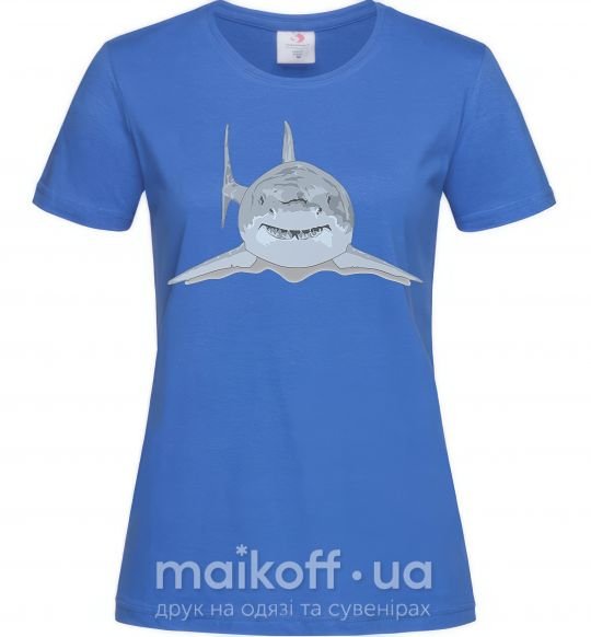 Жіноча футболка Голубо-cерая акула Яскраво-синій фото