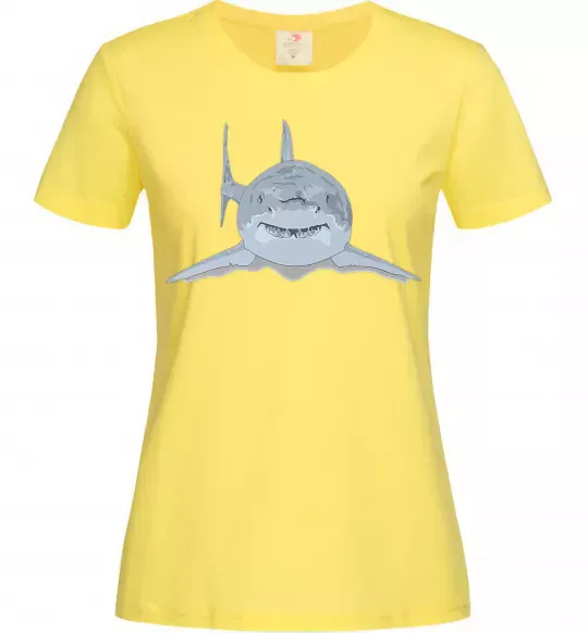 Жіноча футболка Блакитно-cіра акула Лимонний фото
