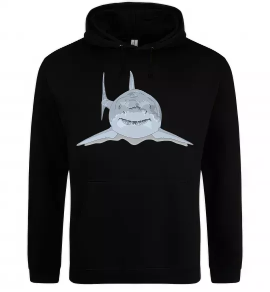 Чоловіча толстовка (худі) Блакитно-cіра акула Чорний фото