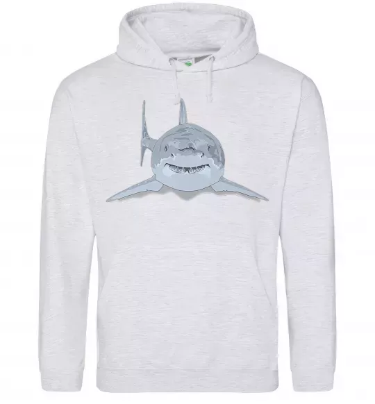 Чоловіча толстовка (худі) Блакитно-cіра акула Сірий меланж фото