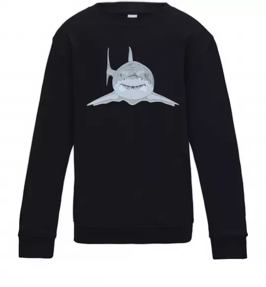 Детский Свитшот Блакитно-cіра акула Черный фото