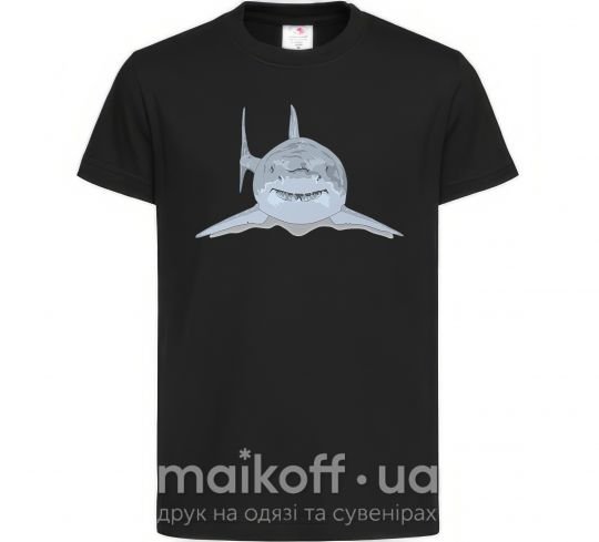 Детская футболка Голубо-cерая акула Черный фото
