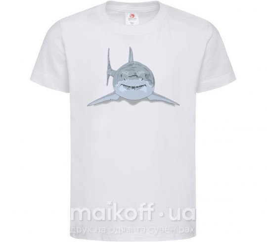 Детская футболка Голубо-cерая акула Белый фото