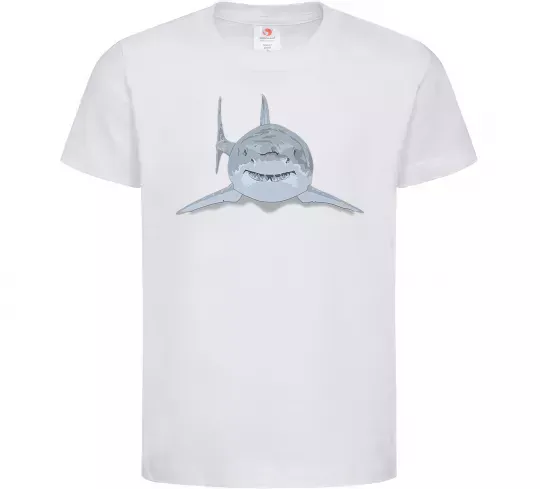 Дитяча футболка Блакитно-cіра акула Білий фото
