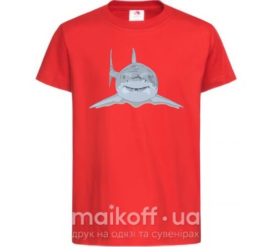 Детская футболка Голубо-cерая акула Красный фото