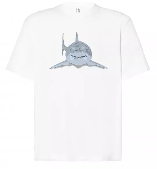 Футболка Оверсайз Блакитно-cіра акула Білий фото