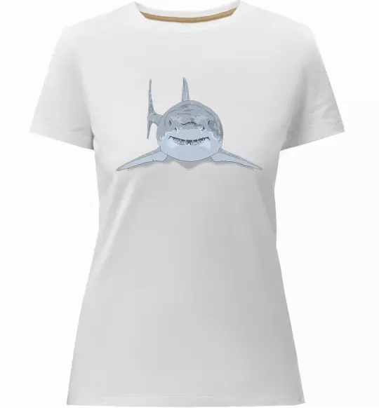 Женская премиум футболка Блакитно-cіра акула Белый фото