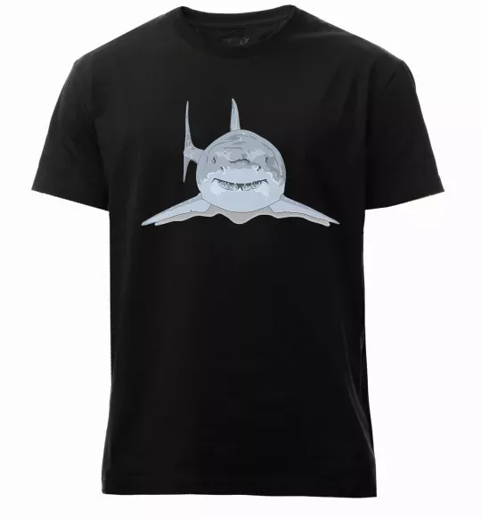 Мужская премиум футболка Блакитно-cіра акула Черный фото