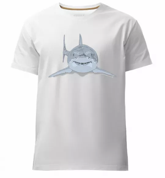 Мужская премиум футболка Блакитно-cіра акула Белый фото