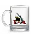 Чашка скляна Screaming shark Прозорий фото