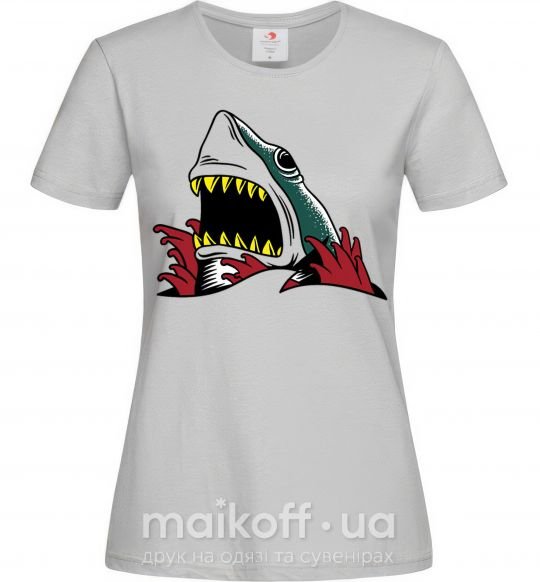Женская футболка Screaming shark Серый фото