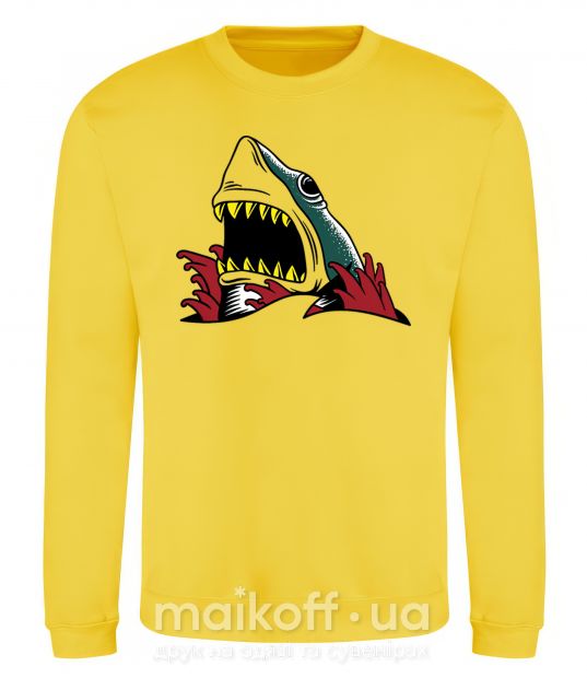 Світшот Screaming shark Сонячно жовтий фото