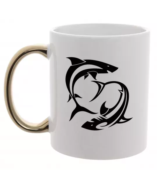 Чашка с цветной ручкой Дві акули Золото фото