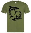 Чоловіча футболка Дві акули Оливковий фото