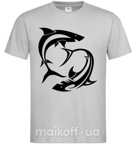 Мужская футболка Две акулы Серый фото