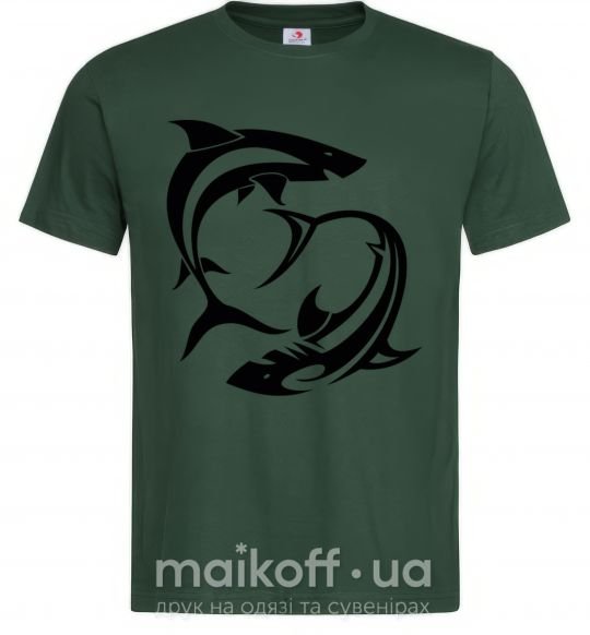 Мужская футболка Две акулы Темно-зеленый фото