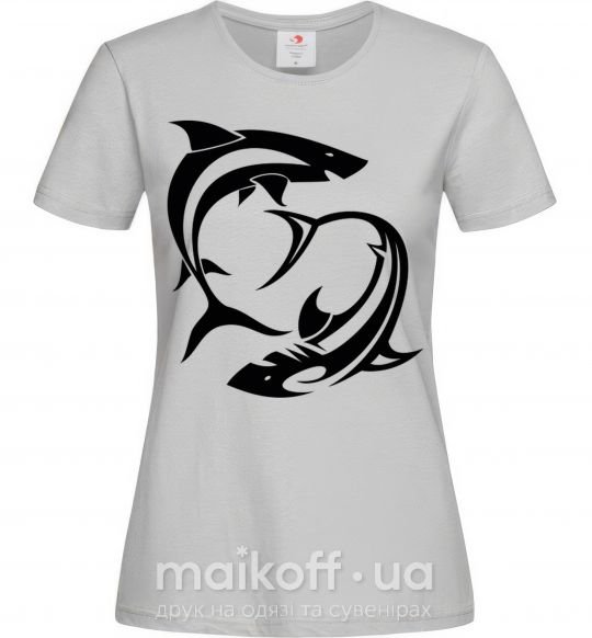 Женская футболка Две акулы Серый фото