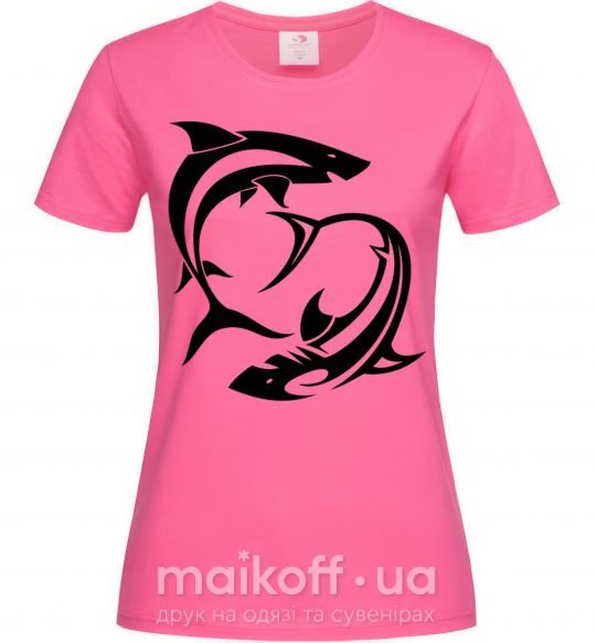 Женская футболка Две акулы Ярко-розовый фото
