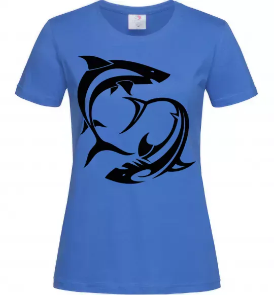 Жіноча футболка Дві акули Яскраво-синій фото