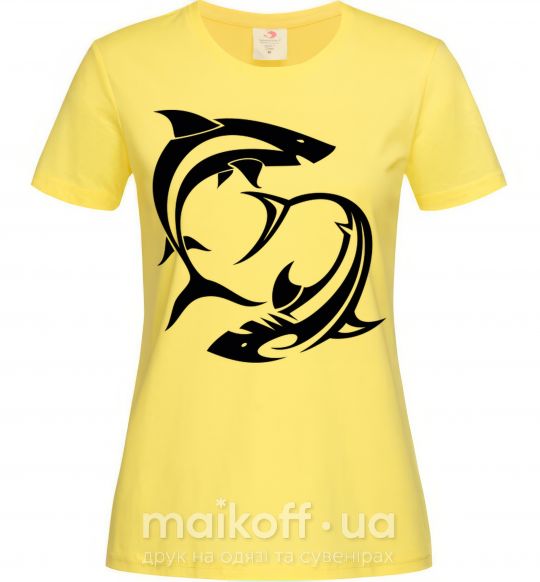 Женская футболка Две акулы Лимонный фото