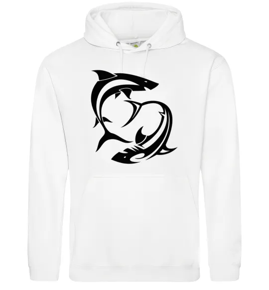 Чоловіча толстовка (худі) Дві акули Білий фото