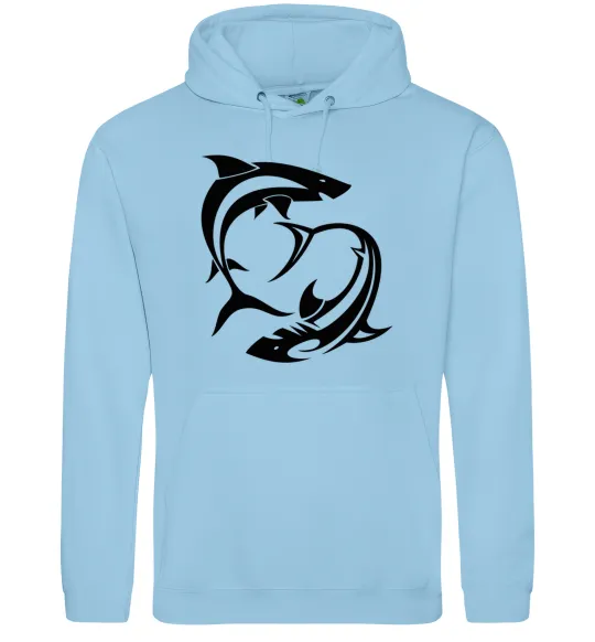 Мужская толстовка (худи) Дві акули Голубой фото