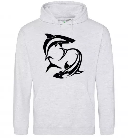 Жіноча толстовка (худі) Дві акули Сірий меланж фото