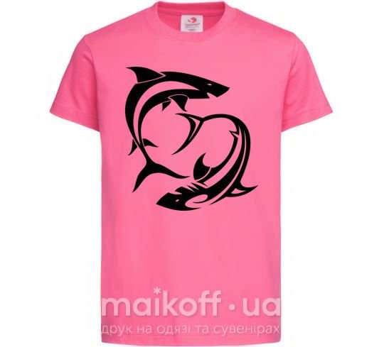 Дитяча футболка Две акулы Яскраво-рожевий фото