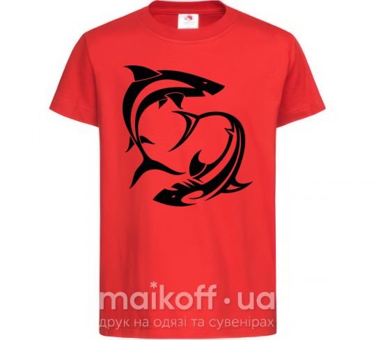 Детская футболка Две акулы Красный фото