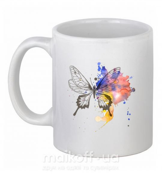 Чашка керамічна Бабочка краски Білий фото