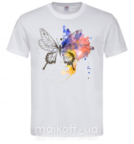 Мужская футболка Бабочка краски Белый фото