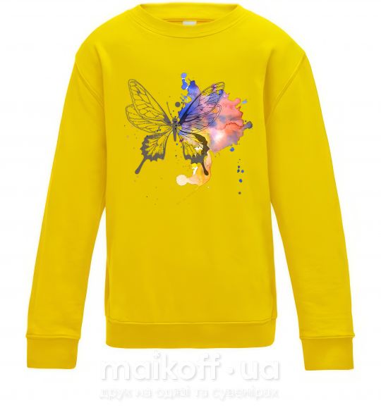 Дитячий світшот Бабочка краски Сонячно жовтий фото
