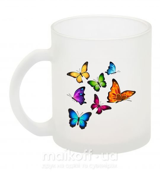 Чашка скляна Разноцветные Бабочки Фроузен фото