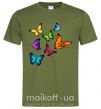 Мужская футболка Разноцветные Бабочки Оливковый фото